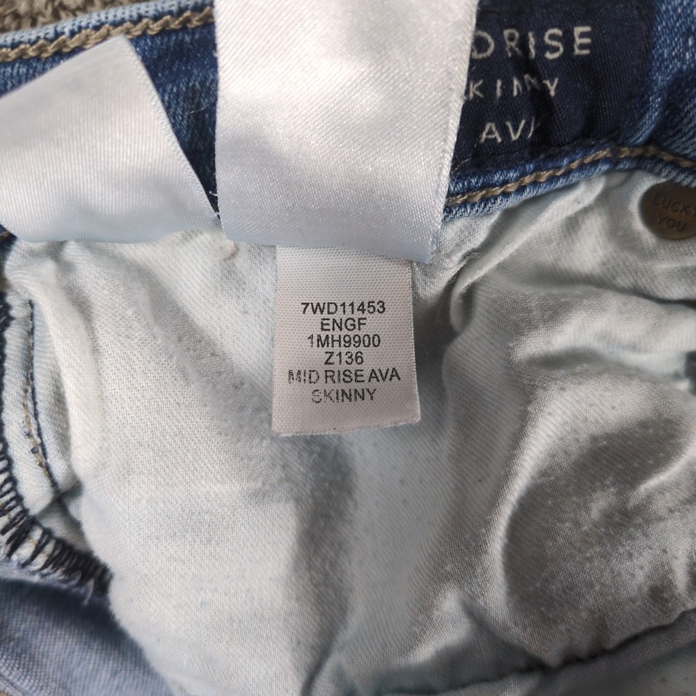 Lucky Brand Ava Skinny Ankle Jeans Womens 8X29 Blue Denim Mid Rise Frayed Hem - Picture 13 of 14